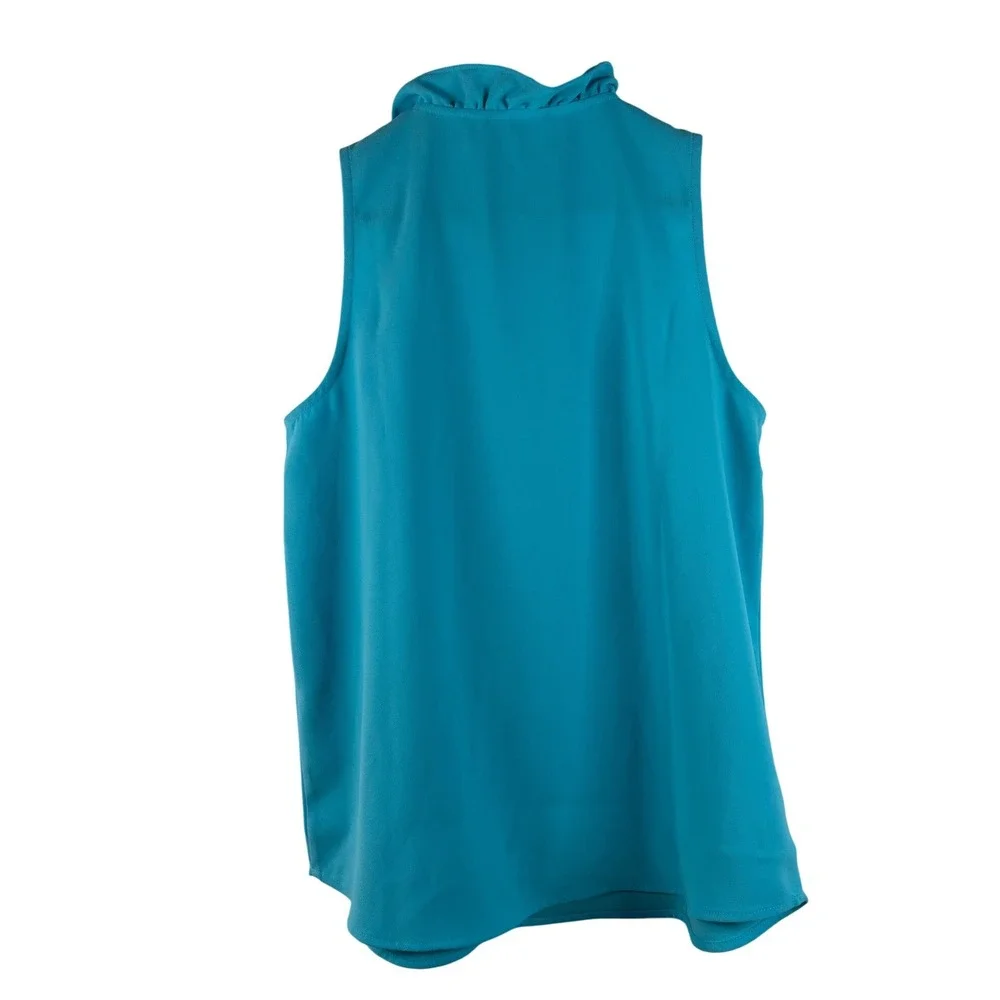 J. Crew‎ Womens Sleeveless Ruffle Collar Button Blouse Top Turquoise Small
